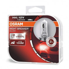 SET 2 BECURI 12V H4 60/55 W NIGHT BREAKER SILVER +100% OSRAM