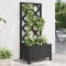 vidaXL Jardinieră cu spalier, negru, lemn masiv de brad 365475