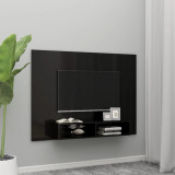 Comodă TV de perete, negru extralucios, 135x23,5x90 cm, PAL, vidaXL