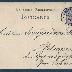 Germany 1886 Old postcard postal stationery Zimmersrode to Behrensen D.313
