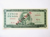 Rara! Cuba 5 Pesos 1972 Specimen UNC la cel mai mic pret