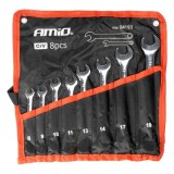 Set chei combinate fixe inelare AMiO 8 piese, 8-19 mm, otel crom-vanadiu CRV, pentru lucrari mecanice, montaj si reparatii