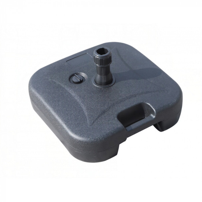 Baza umbrela din plastic, flippy, patrata, 22 litri, neagra