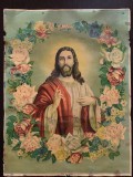 PM422N Isus Hristos, litografie rom&acirc;nească religioasă de epocă