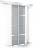 Usa culisanta Boss &reg; model Residence alb, 90x215 cm, sticla gri 8 mm, glisanta in ambele directii, Modern Glass Art