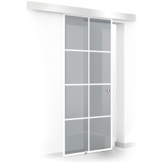 Usa glisanta Boss &reg; model Residence alb, 60x215 cm, sticla gri 8 mm, culisanta in ambele directii