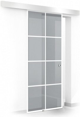 Usa glisanta Boss &amp;reg; model Residence alb, 60x215 cm, sticla gri 8 mm, culisanta in ambele directii foto