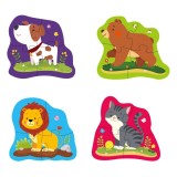 Puzzle cu 4 Animale pentru Copii, 16 piese, Multicolor, CMCLASS
