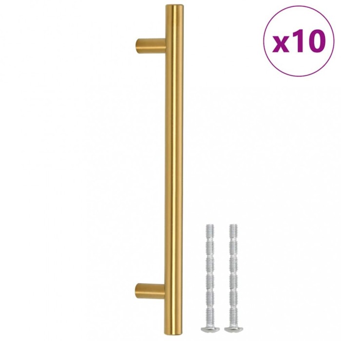 Manere de dulap, 10 buc., auriu, 160 mm, otel inoxidabil