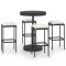 vidaXL Set mobilier bar de grădină cu perne, 5 piese, negru, poliratan