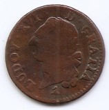 Franta 1 Sol 1791 A - Ludovic XVI, Cupru, 29 mm, KM-578.1