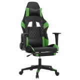 Cumpara ieftin Scaun gaming de masaj/suport picioare, negru/verde, piele eco
