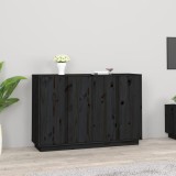 Servantă, negru, 120x35x80 cm, lemn masiv de pin