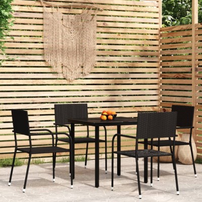 vidaXL Set de mobilier pentru grădină, 5 piese, negru 3099578 foto