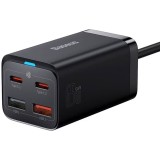 Incarcator retea Baseus GaN3 Pro, Quick Charge 65W, 2 x USB, 2 x USB Type-C, include Cablu USB Type-C la USB Type-C 100W 1m, negru