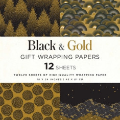 Black & Gold Gift Wrapping Papers: 12 Sheets of High-Quality 18 X 24 Inch Wrapping Paper