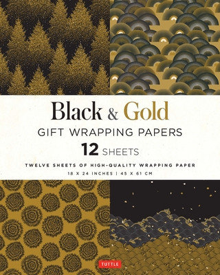 Black &amp;amp; Gold Gift Wrapping Papers: 12 Sheets of High-Quality 18 X 24 Inch Wrapping Paper foto
