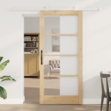 Ușa glisantă vidaXL cu set de accesorii &#039;ORKDAL&#039;din lemn masiv și sticlă