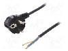 Cablu alimentare AC, 1m, 3 fire, culoare negru, cabluri, CEE 7/7 (E/F) &amp;#351;tecar in unghi, SCHUKO mufa, PLASTROL - W-97152