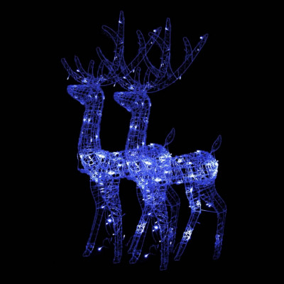 Decorațiuni reni de Crăciun, 2 buc., albastru, 120 cm, acril foto