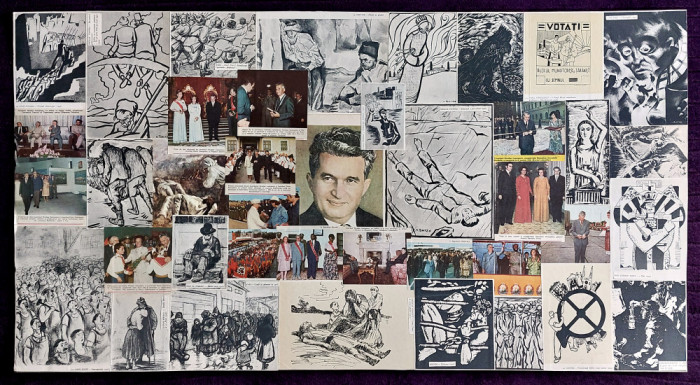 Votati Ceausescu, erou intre eroi - colaj istoric Epoca de Aur 110x59cm