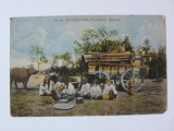Rară! Carte poștala necirculată șatra de țigani rom&acirc;ni căruțași aproximativ 1905