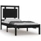 Cadru de pat mic single, negru, 75x190 cm, lemn masiv