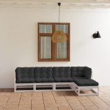 vidaXL Set mobilier de grădină cu perne, 5 piese, lemn masiv de pin 3076585