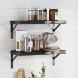 vidaXL Rafturi Perete Negre 50x23.5x3cm Otel Inoxidabil Set 2 Buc