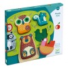 Puzzle Lemn si Feltru Djeco Oski, 5 Piese, Animale, 12+ Luni, Motricitate Fina