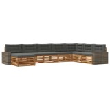 vidaXL Set de canapele de exterior cu pernă 8 pcs Natural și Antracit 3383730