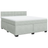 Cumpara ieftin Pat box spring cu saltea, gri deschis, 180x200 cm, catifea