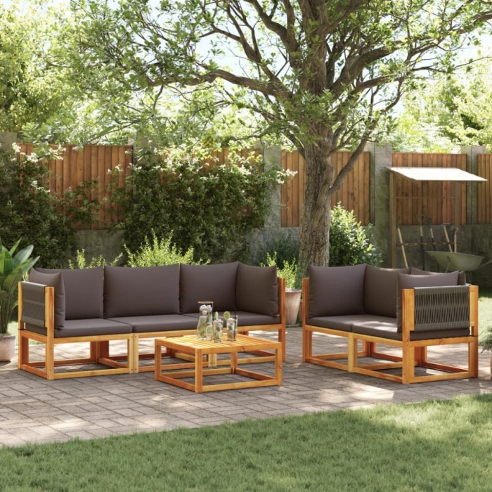 vidaXL Set canapele de grădină cu 6 piese, lemn de salc&acirc;m și fr&acirc;nghie 3278833
