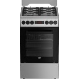 Aragaz mixt Beko FSMT52320DXON, 4 arzatoare, Aprindere electrica, 8 functii, Iluminare cuptor, Clasa A, Culoare Inox