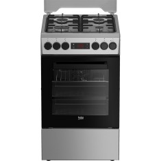 Aragaz mixt Beko FSMT52320DXON, 4 arzatoare, Aprindere electrica, 8 functii, Iluminare cuptor, Clasa A, Culoare Inox