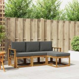 vidaXL Set de canapele de exterior cu pernă 4 pcs Natural și Antracit 3366230