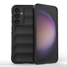 Husa pentru samsung galaxy s23 fe, antisoc, margini cu striatii, design minimalist, black foto