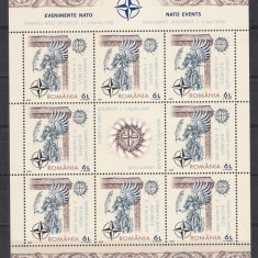 ROMANIA 2008 LP1798 a EVENIMENTE NATO COALA 8 TIMBRE +1 VINIETA FOLIO ARGINT MNH