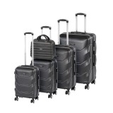 Set 4 Valize Rigide Leziter TraveLux Max XXVI ABS Negru Roti Duble Maner Telescopic