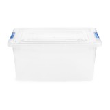 Cutie universala Alisan, plastic, dreptunghiulara, transparenta, manere diverse culori, 8 L, 37 x 23 x 15 cm