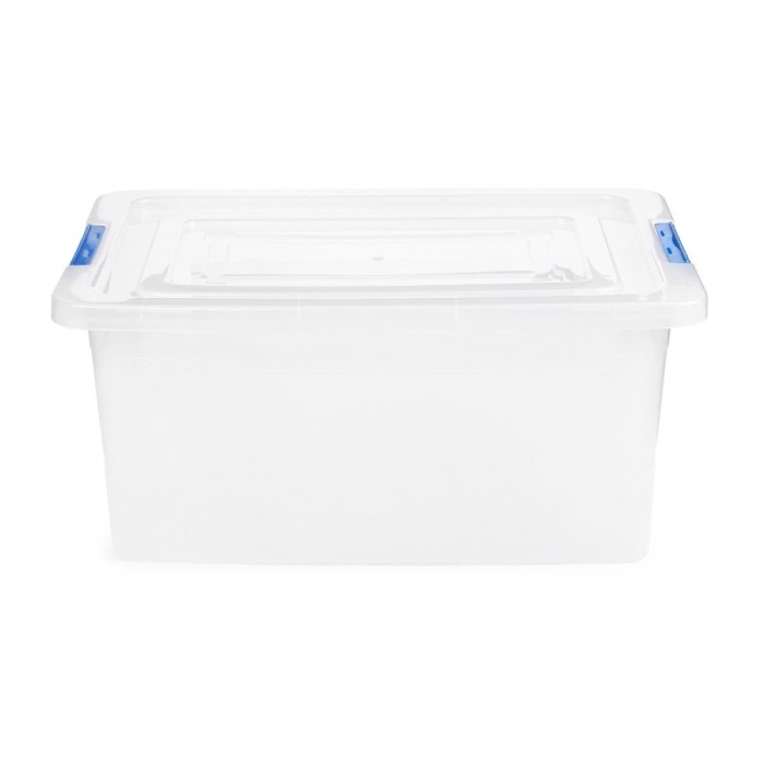 Cutie universala Alisan, plastic, dreptunghiulara, transparenta, manere diverse culori, 8 L, 37 x 23 x 15 cm