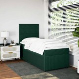vidaXL Pat continental cu saltea, verde &icirc;nchis, 80x200 cm, catifea 3294493