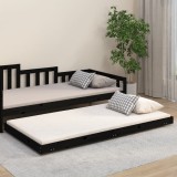 VidaXL Cadru de pat, negru, 100x200 cm, lemn masiv de pin