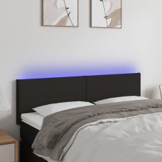 vidaXL Tăblie de pat cu LED, negru, 144x5x78/88 cm, textil 3121332