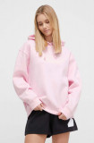 Adidas Originals bluză Adicolor Essentials Boyfriend Hoodie femei, culoarea roz, cu glugă, uni, IR5927