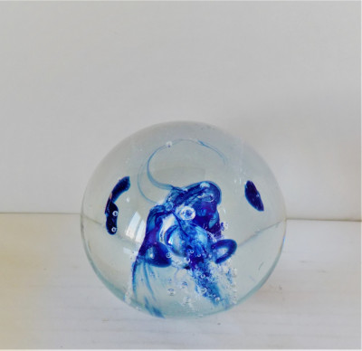 Glob cristal (press-papier) hand made - UNICAT - semnat Cees van Olst - Olanda foto