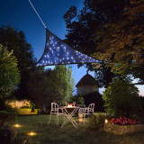 Perel P&acirc;nză parasolar LED Starry Sky triunghi 3,6 m, albastru &icirc;nchis