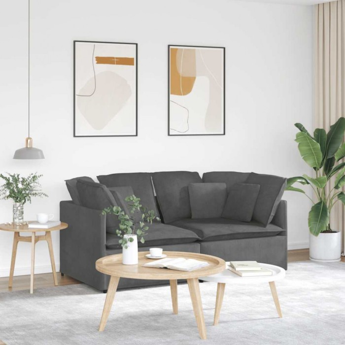 Gossi canapea modulara cu perne, gri inchis, tesatura velur