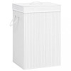 Coș de rufe din bambus cu 2 secțiuni, alb, 72 L
