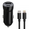 Incarcator Auto Cu Cablu Lightning MaXlife MXCC-04, 20W, 3A, 1 x USB-A - 1 x USB-C, Negru, Apple